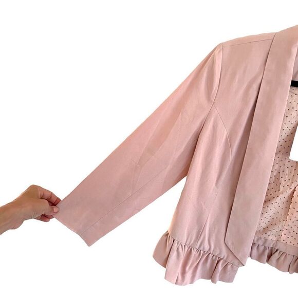 ANTHROPOLIGIE Cartonnier Dusty Rose Pink Open Front Blazer Jacket XS - Picture 3 of 8